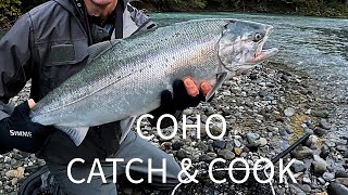 Coho Salmon Fishing On The River Catch amp Cook [upl. by Whall]