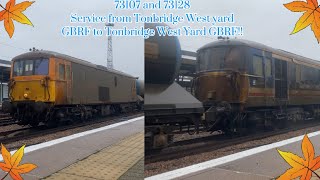 73107 and 73128 with RHTT service from Tonbridge West Yard GBRF to Tonbridge West Yard GBRF [upl. by Wall140]