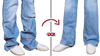 How to hem flared jeans in 5 minutes while keeping the original hem [upl. by Illene]