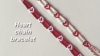 How to make heart chain bracelet  yarnivora [upl. by Ayanal913]