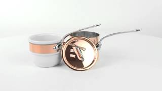 Mauviel 1830 Mheritage 150s Copper amp Stainless Steel Bain Marie  Porcelain 09 qt [upl. by Delogu314]