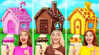 One Colored House Challenge  Sweets vs Chocolate vs Fast Food by Multi DO Smile [upl. by Attenyt523]