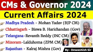 CM amp Governor New List 2024  मुख्यमंत्री और राज्यपाल 2024  Current Affairs 2024 governor cm [upl. by Yelsnya]