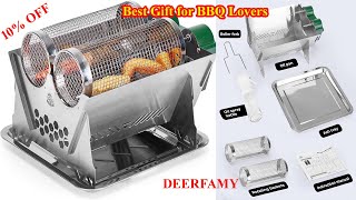 Charcoal Grill Rotisserie Kit  Electric Grill with 2 Stainless Steel Rotating Baskets Auto Swivel [upl. by Perpetua]