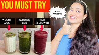 3 Easy amp Effective Health Drinks For Hair Regrowth Glowing Skin amp Weight Loss  My Favorites [upl. by Aihtnamas]