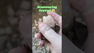 Discovering crystal 😱 crystals stonecollecting gemstones stones mineralstone nature minerals [upl. by Bratton]