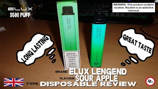 ELUX 3500 PUFF  SOUR APPLE  UK REVIEW [upl. by Chelton]