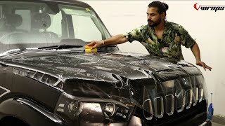 Mahindra Scorpio PPF Installation  Paint Protection Film VwrapsSikar [upl. by Rehpotsirc]