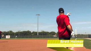 Brett Helmer Shows Off the Easton Synergy TriZone Slow Pitch Bat SCN18  JustBatscom [upl. by Nidia]