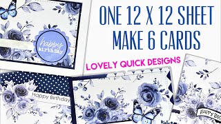 QUICK EASY BIRTHDAY CARD MAKING  6 DIY card design ideas  using up your patterned papers stash [upl. by Finny799]