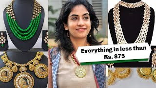 Huge Snapdeal Jewelry Haul  Under Rs 875  Necklace Earrings Sets [upl. by Odlamur]