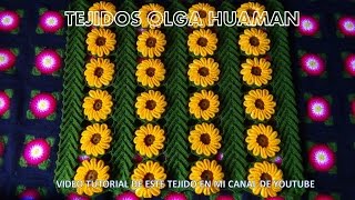 tejido en crochet CAMPO DE FLORES  video 1 hojas con flores como hacer la hoja [upl. by Essirahs]