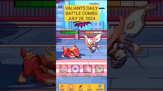 VALIANTS TAP TAP GAME BY VORTIUS JULY 28 2024 DAILY BATTLE COMBO [upl. by Sevart]