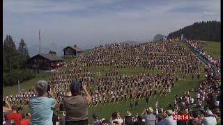 Swiss set world record for largest alphorn ensemble Switzerland 1Sep2024 [upl. by Dnomsed]