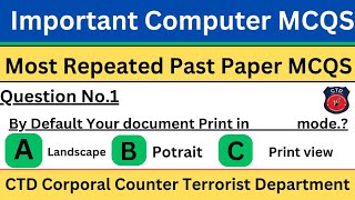 CTD Corporal Test Preparation CTD Corporal Past Paper Computer MCQS [upl. by Aicemak876]