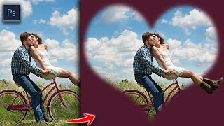 How To Heart Shape Vignette In Photoshop 2 Min  Vignette Effect [upl. by Nyrraf132]