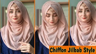 How to do Hijab On Weddingparty  Decent Layered Chiffon Hijab Tutorial  Hijab Style 2024 [upl. by Engeddi]