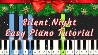 Silent Night Christmas Carol  EASY Piano Tutorial  Free Notes amp MIDI  C Major [upl. by Aivonas]