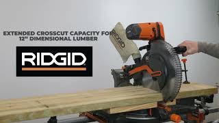 RIDGID Dual Bevel Sliding Miter Saw 12 inch with 70 Deg and LED Cut Line Indicator [upl. by Rexana]