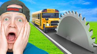 School Bus vs Massive Saw Blade [upl. by Esetal]