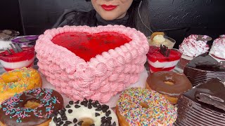 ASMR EATING CHOCOLATE CAKESTRAWBERRY CAKEDONUTRED VELVET CUP CAKEMOUSSE CAKE OREO FOOD VIDEO [upl. by Norraf951]