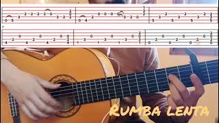 Falseta por rumba de Picado y pulgar composición mía con tabs tutorial [upl. by Ttayw]