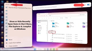 How to Show or Hide Recently Open Items in Start Menu File Explorer amp Jumplist on Windows 11 [upl. by Irik]