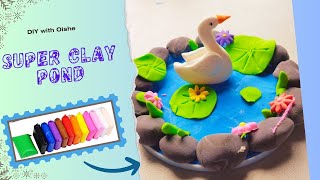 📌 Pinterest inspired Super Clay Pond 2 no সুপার ক্লে এর পদ্ম পাতার পুকুর 🌊 Craft viral diy art [upl. by Santiago]