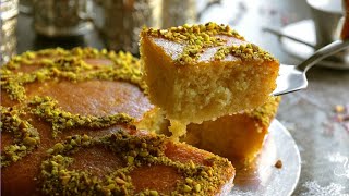 Basbousa  Middle Eastern Dessert Semolina Cake [upl. by Ordnaxela]