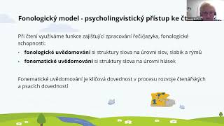 PaedDr Renata Wolfová  Webinář na téma Jak pomoci dětem v 1 třídě nastartovat čtení a psaní [upl. by Worrell]