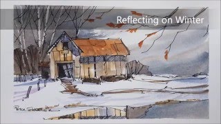 A Pen and Wash demonstration of a Barn in Winter Easy to follow and learn With Peter Sheeler [upl. by Ijneb]