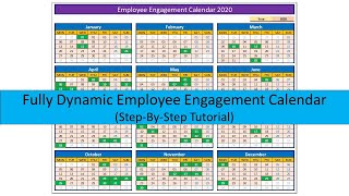 How to Make Fully Dynamic Employee Engagement Calendar for 2020 in Excel [upl. by Nnylyar844]