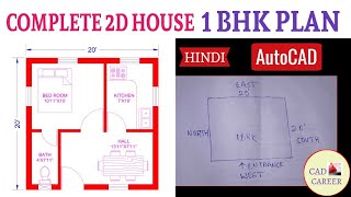 Making a simple floor plan in AutoCAD  Exercise 2  1bhk 2D plan  CAD CAREER [upl. by Eiuqnimod]