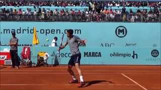 Dimitrov Backhand Volley Slow Motion MMO Madrid 2014 [upl. by Rollet]