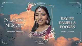 Funeral Ceremony of Kaylee Daniella Poonan [upl. by Kaleena106]