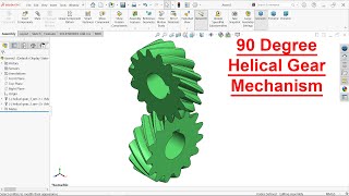 90 degree Helical Gear Mechanism in SolidWorks Assembly [upl. by Aieki167]