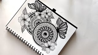 How to Draw Mandala Art  SemiCircle Mandala  How to draw Mandala for Beginners  Easy mandala [upl. by Ahsinak384]