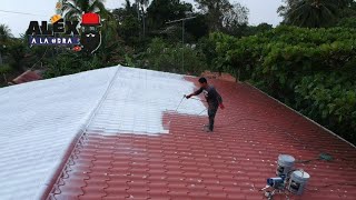 ELIMINA el CALOR 🔥 de tu CASA FACIL Y RAPIDO✔ esta es la solucion Airless Spray painting a roof [upl. by Etyak]