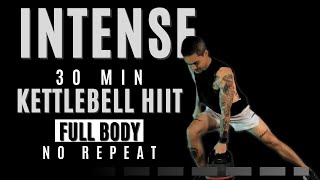 30 Min Full Body Kettlebell HIIT Workout  No Repeat [upl. by Ky]