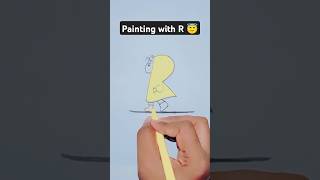 Painting with word R 😇🥰❤art painting drawingtutorials status shorts [upl. by Nnylyahs]