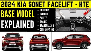 2024 Kia Sonet Facelift HTE BASE MODEL Explained  Exterior Interior New Features Safety Engine [upl. by Greerson433]