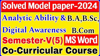 Analytic Ability and digital awareness  MS Word Top50 MCQs  Model paper2024  BA BSc BCom Sem5 [upl. by Rep220]