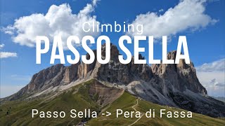 Climbing Passo Sella and descent to Pera di Fassa [upl. by Bonina]