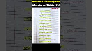 Metabolism of carbohydrates Glycogenesis Glycogenolysis gluconeogenesis notes 9131769071 biolog [upl. by Odlareg301]