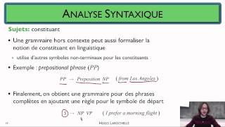 Traitement automatique des langues 63 Analyse syntaxique  grammaire hors contexte [upl. by Haswell660]