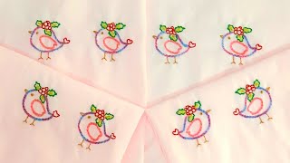 Beautiful Hand Embroidery Bedsheet  Bird Design  Chain StitchBack stitchFrench knot [upl. by Anil]