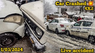 CAR CRASH💥 SLIDING CAR IN HEAVY SNOWFALL❄️ MANALI SNOWFALL TODAY  1032024 MANALI VLOG😍 [upl. by Eydie165]