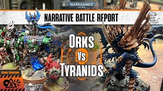 Orks Vs Tyranids  Warhammer 40000 Narrative Battle Report [upl. by Hanus]