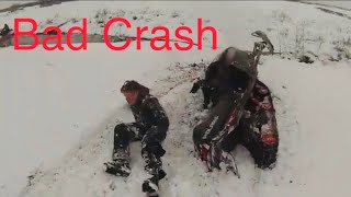 Major Snowmobile Crash Scary But Funny [upl. by Beaner]