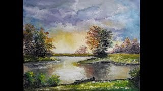 landschap schilderen met olieverf  landscape oil painting [upl. by Eloc658]